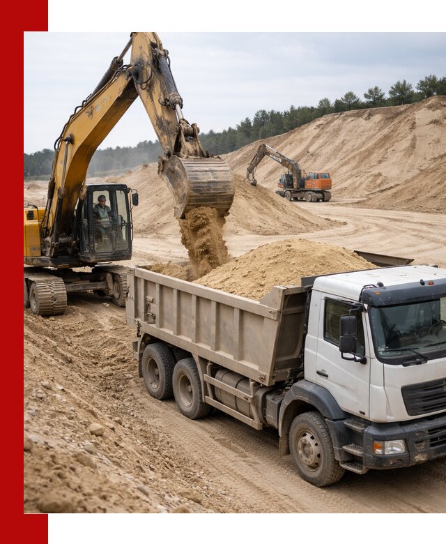 Доставка карьерного песка с самосвалами и разгрузкой в Люберцах