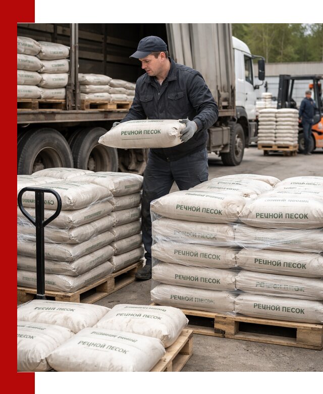 Речной песок в мешках с доставкой в Люберцах
