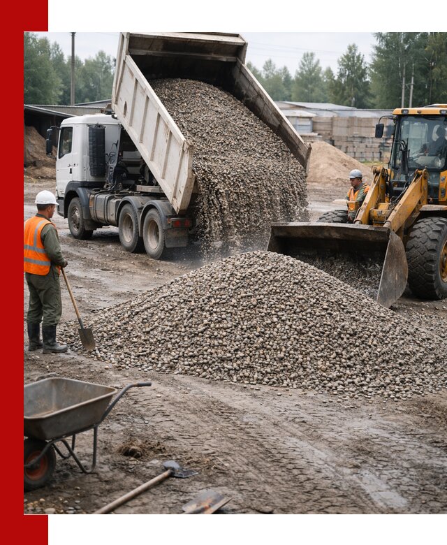 Мытый гравий с доставкой в Люберцах от карьера до участка