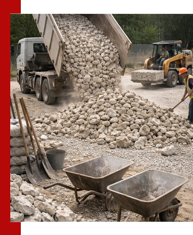 Доставка и продажа бутового известнякового камня в Люберцах