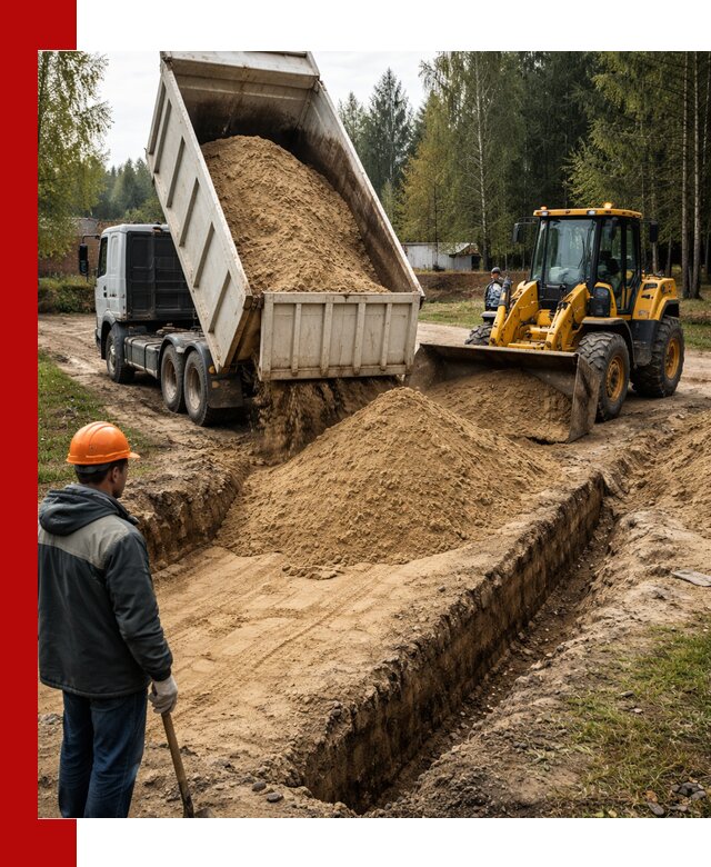 Доставка песчаного грунта в Люберцах для строительных работ