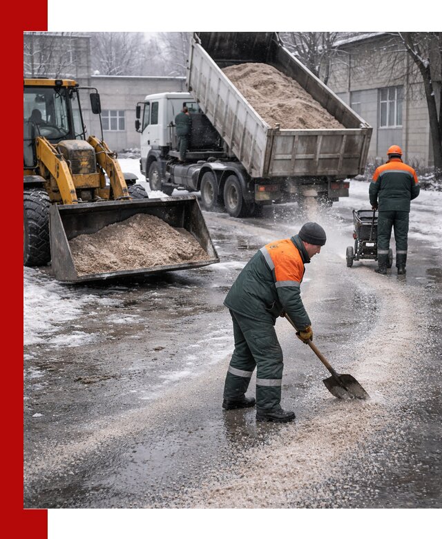 Реагент против гололеда с доставкой и нанесением в Люберцах