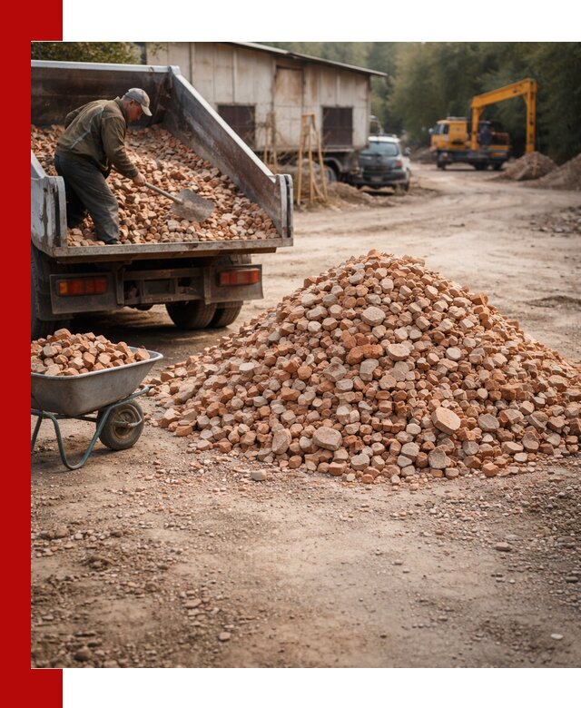 Доставка и подушка из боя кирпича с разгрузкой в Люберцах