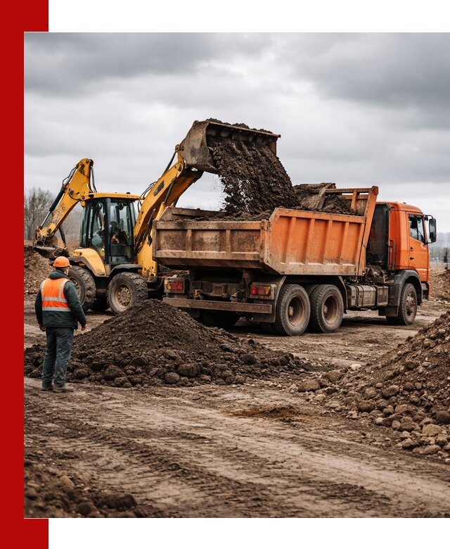 Вывоз грунта и строительного мусора в Люберцах грузовыми самосвалами